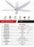  Quạt trần 5 cánh Fergus 801- Trắng 