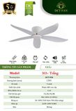  Quạt trần 5 cánh DCT Fan 330- Trắng 