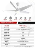  Quạt trần 5 cánh Fergus 999- Trắng 