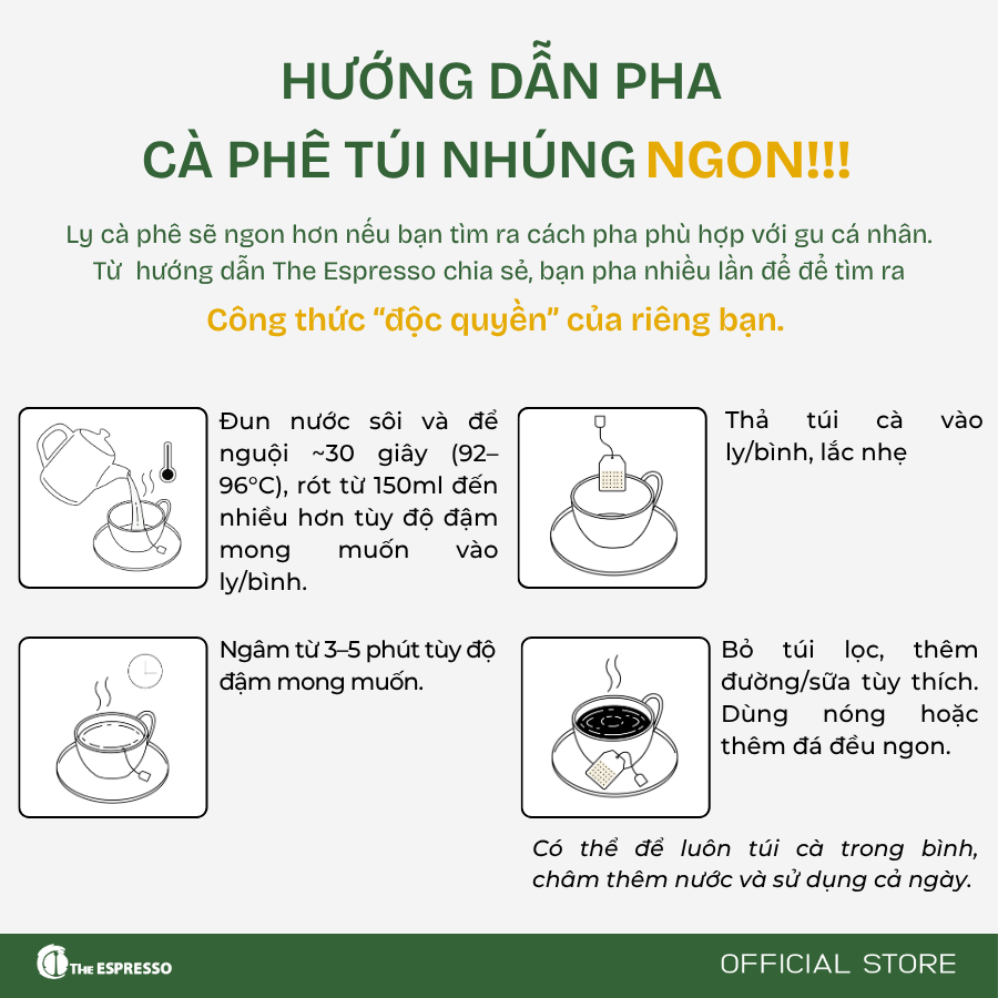  STEEP RAINBOW - Cà phê túi nhúng Robusta đặc sản - Fine Robusta Steeped bag coffee 