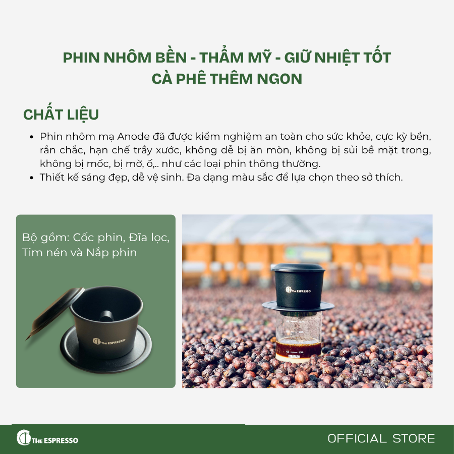  Bộ phin cà phê Việt Nam cao cấp - Standard safe aluminum Vietnamese Phin filter 
