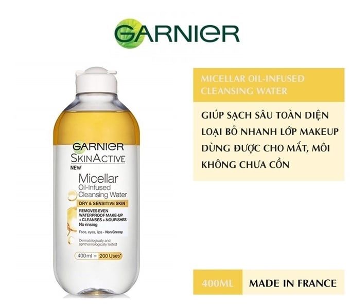  Tẩy Trang Garnier Micellar Cleansing For All Skin Types (Vàng - Dầu) 400ml 