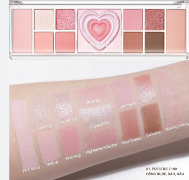  Bảng Phấn Mắt Peripera All Take Mood Like Palette 01 Prestige Pink 