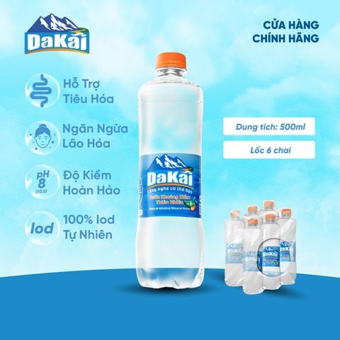  [Nhãn mới] Thùng 24 Chai Nước Khoáng Kiềm Thiên Nhiên Dakai (500ml/chai) 