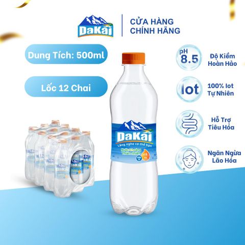  [Lốc 12 chai] Nước khoáng kiềm thiên nhiên Dakai 500ml hỗ trợ tiêu hoá khoẻ 
