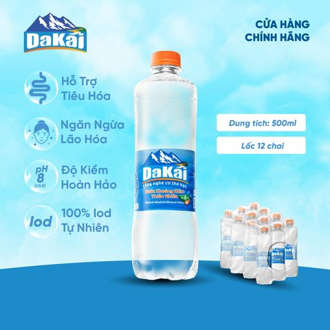  [Nhãn mới] Thùng 24 Chai Nước Khoáng Kiềm Thiên Nhiên Dakai (500ml/chai) 
