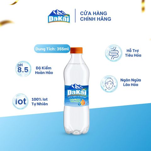  [Lốc 12 chai] Nước khoáng kiềm thiên nhiên Dakai 355ml hỗ trợ tiêu hoá khoẻ 