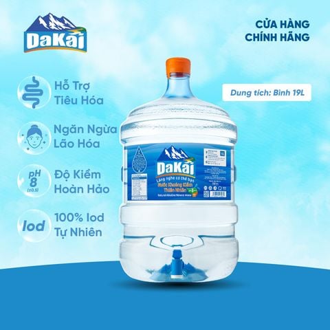  Bình 19L  - Nước Khoáng Kiềm Thiên Nhiên Dakai Hỗ Trợ Tiêu Hoá Khoẻ (Giá bao gồm vỏ bình) 