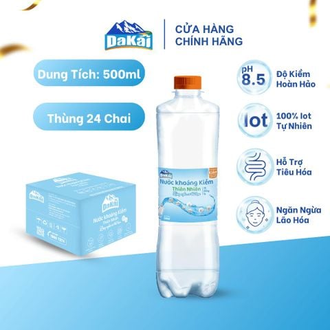  [Thùng 24 chai] Nước khoáng kiềm thiên nhiên Dakai 500ml hỗ trợ tiêu hoá khoẻ 