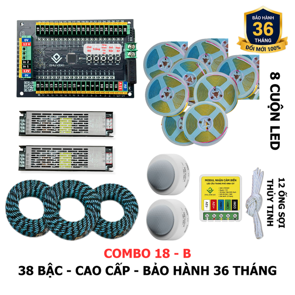 COMBO 18 - B | LED CẦU THANG | CAO CẤP 38 BẬC