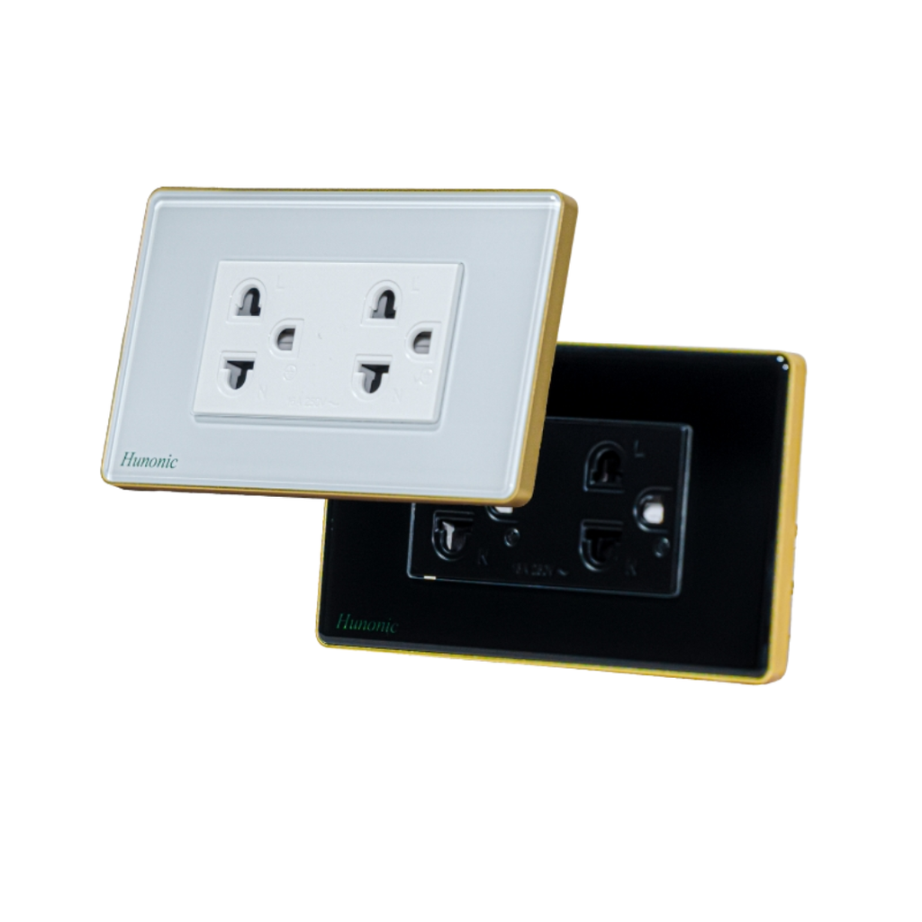 Ổ Cắm Hunonic S2 Viền Vàng