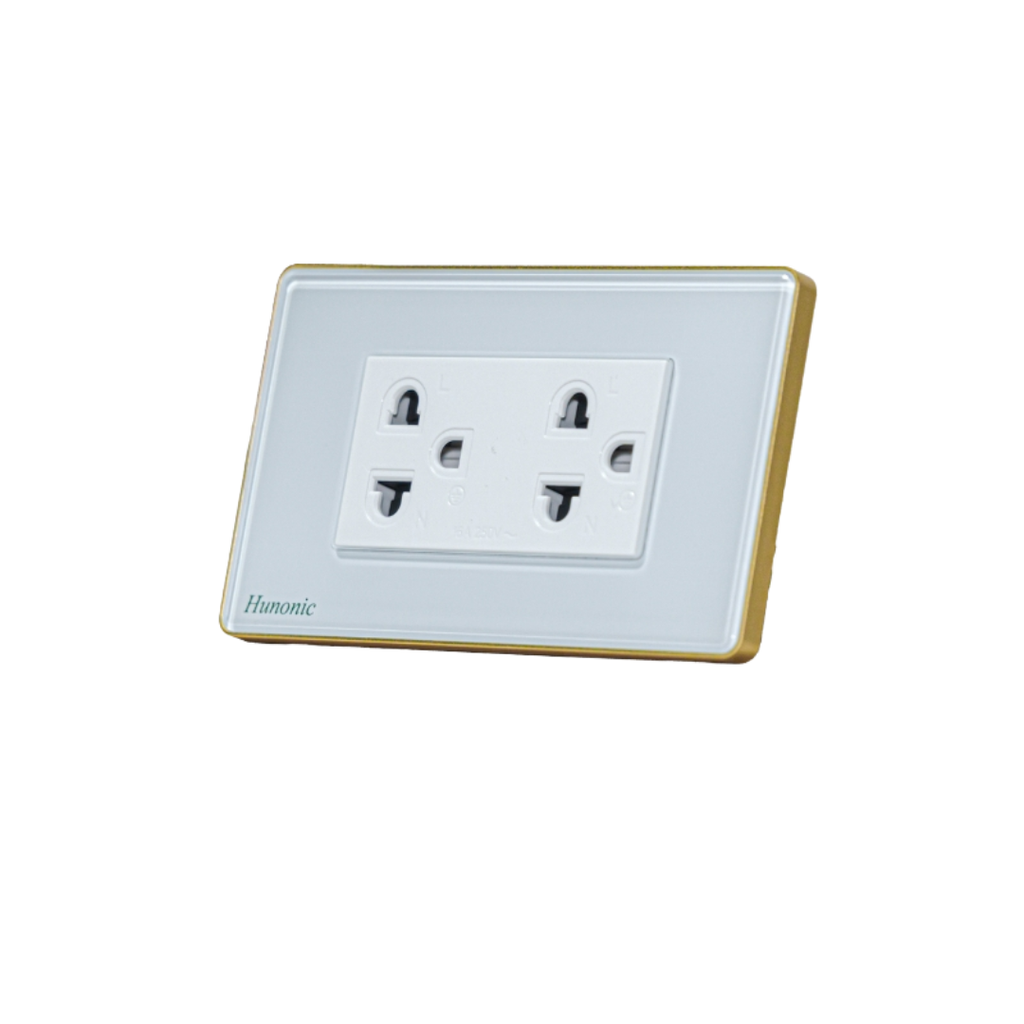 Ổ Cắm Hunonic S2 Viền Vàng