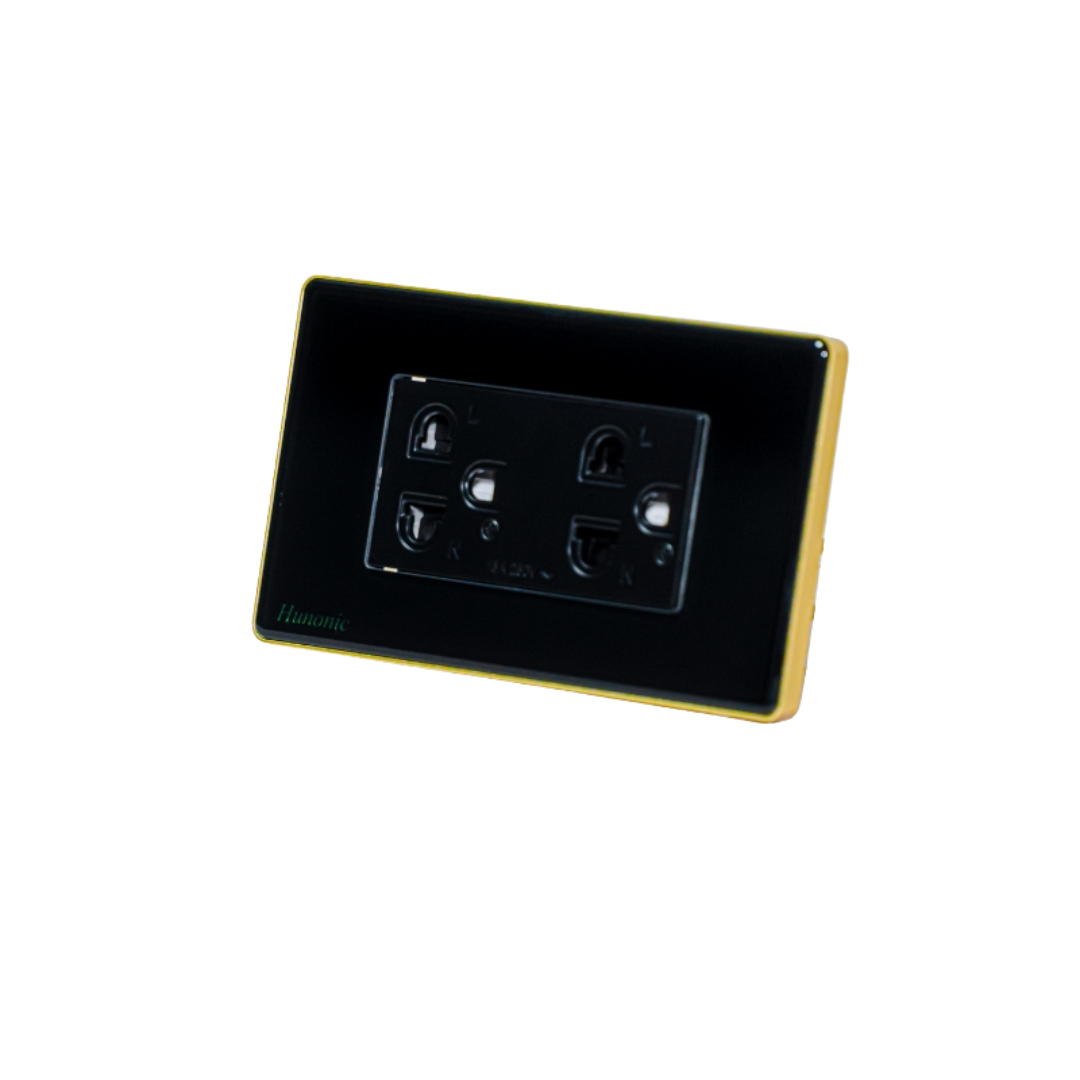 Ổ Cắm Hunonic S2 Viền Vàng