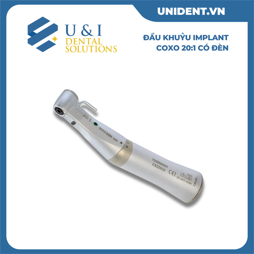  ĐẦU KHUỶU IMPLANT - COXO 20:1 CÓ ĐÈN 