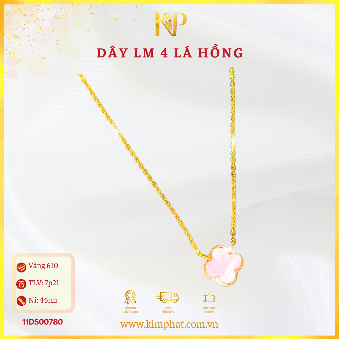 Dây Chuyền Liền Mặt 4 Lá Hồng Vàng 610 KIM PHÁT 11D500780 