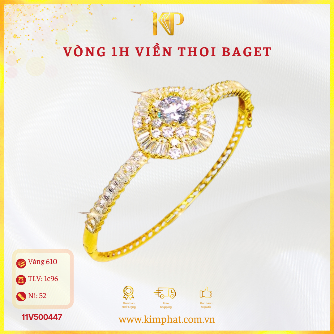  Vòng 1 Hột Viền Thoi Baget Vàng 610 KIM PHÁT 11V500447 