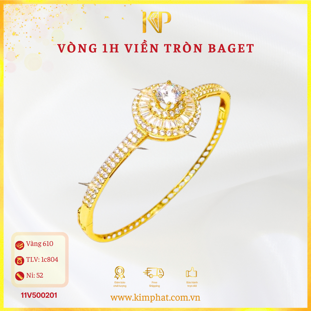  Vòng 1 Hột Viền Tròn Baget Vàng 610 KIM PHÁT 11V500201 