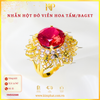 Nhẫn Hột Đỏ Viền Hoa Tấm Baget Vàng 610 KIM PHÁT 11N502086