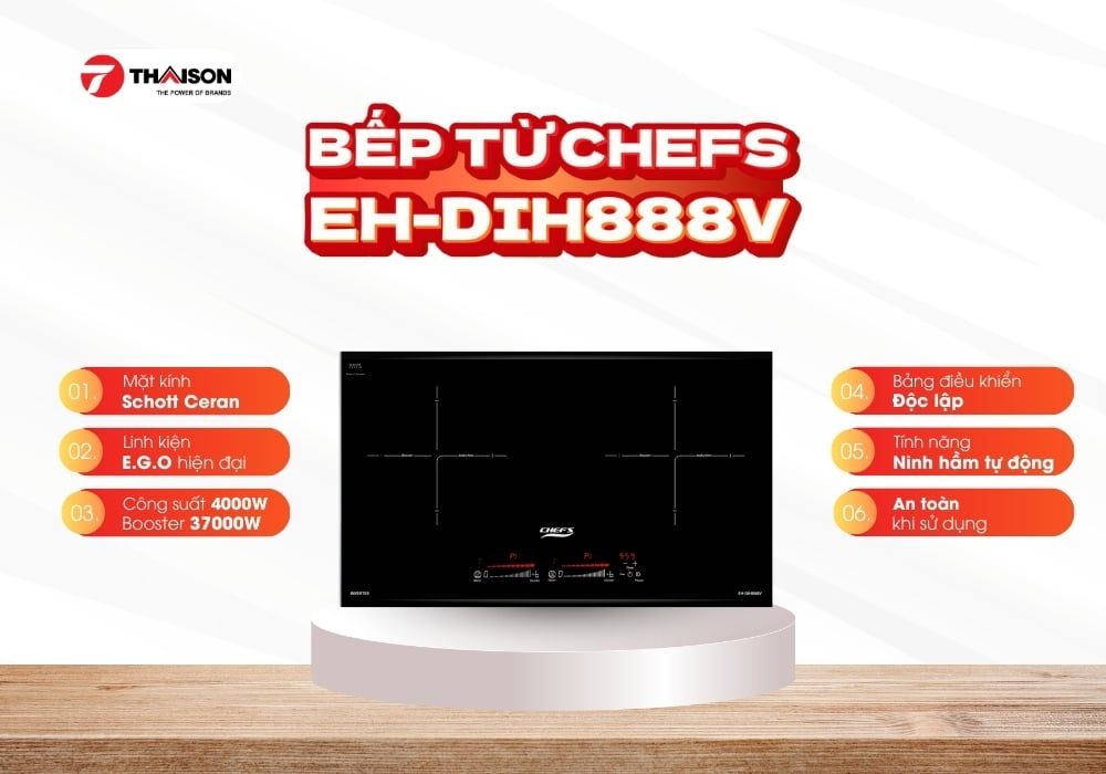 Bếp từ Chefs EH-DIH888V 2 vùng nấu nhập khẩu Đức