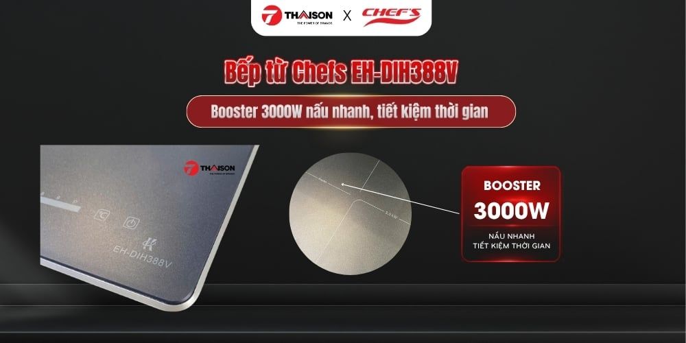 Bếp từ đôi Chefs EH-DIH388V 3600W mặt kính chống xước