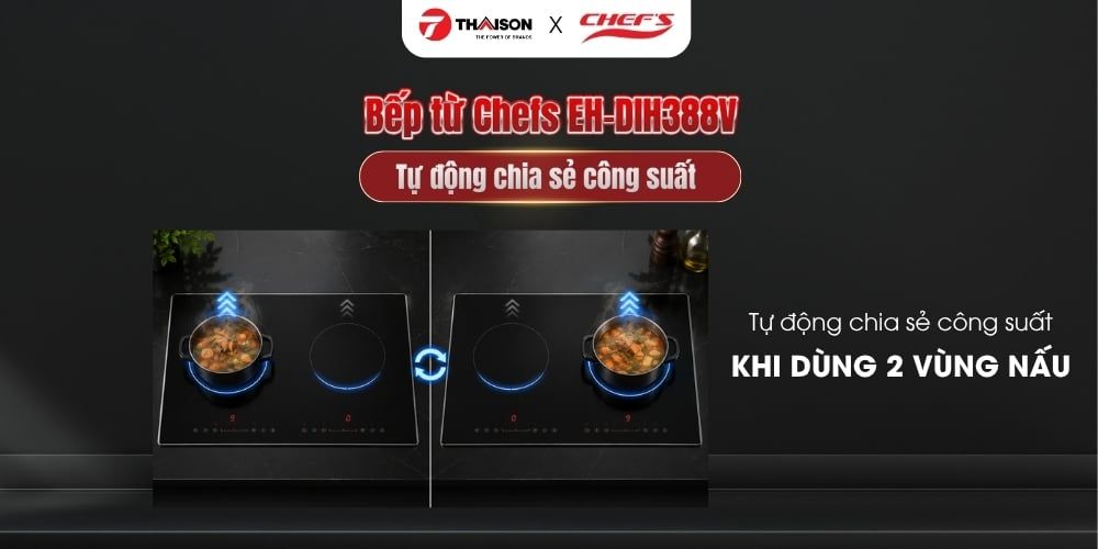 Bếp từ đôi Chefs EH-DIH388V 3600W mặt kính chống xước
