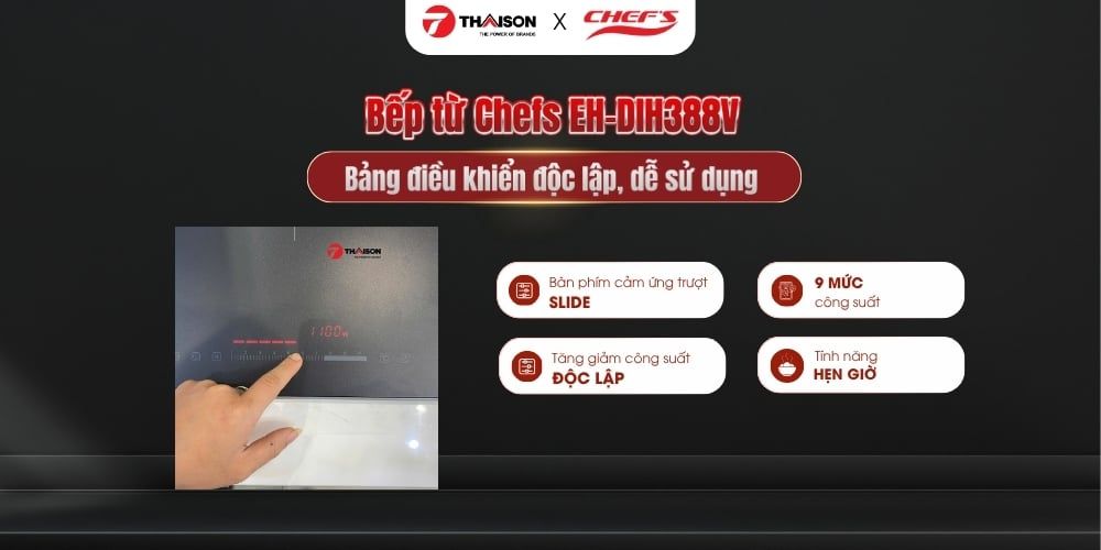 Bếp từ đôi Chefs EH-DIH388V 3600W mặt kính chống xước