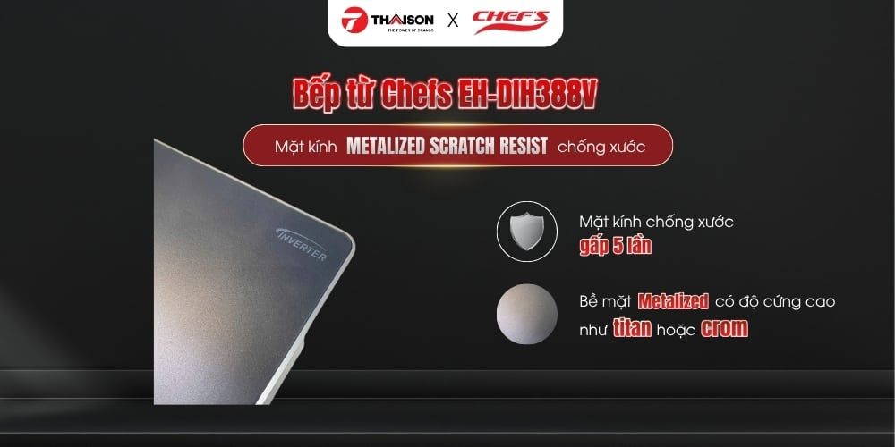 Bếp từ đôi Chefs EH-DIH388V 3600W mặt kính chống xước