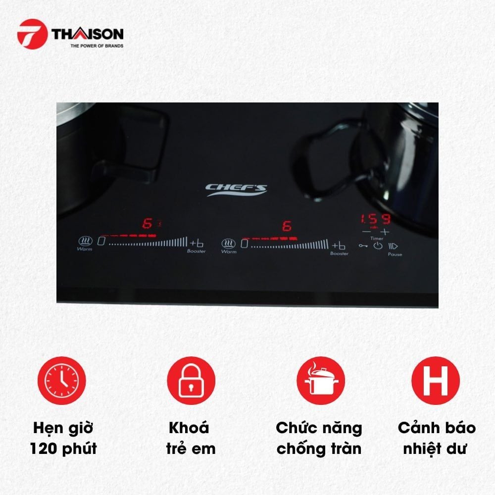 Bếp từ Chefs EH-DIH888V 2 vùng nấu nhập khẩu Đức