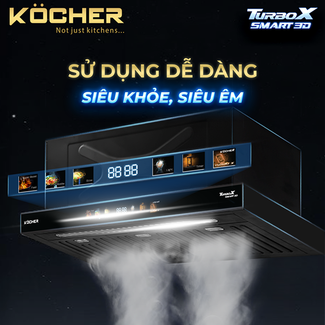máy hút mùi KOCHER TURBO SMART 3D X3D-350D Auto Clean 3