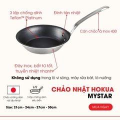 Chảo Nhật Hokua Mystar đáy Inox 5 size