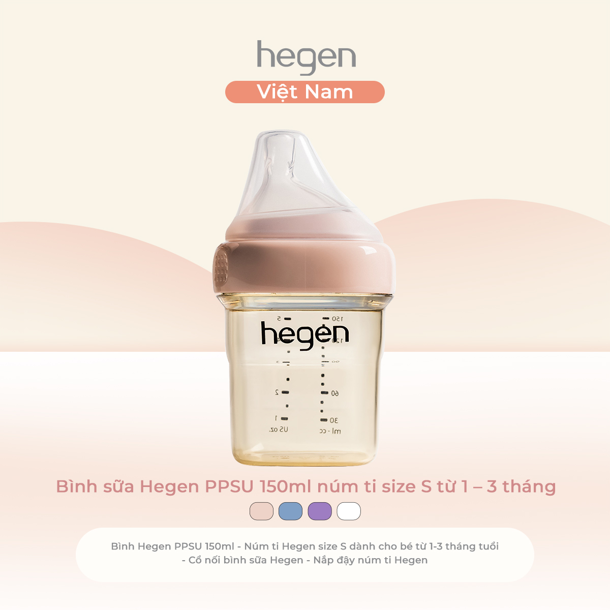 Bình Sữa Hegen PPSU 150ML Hồng