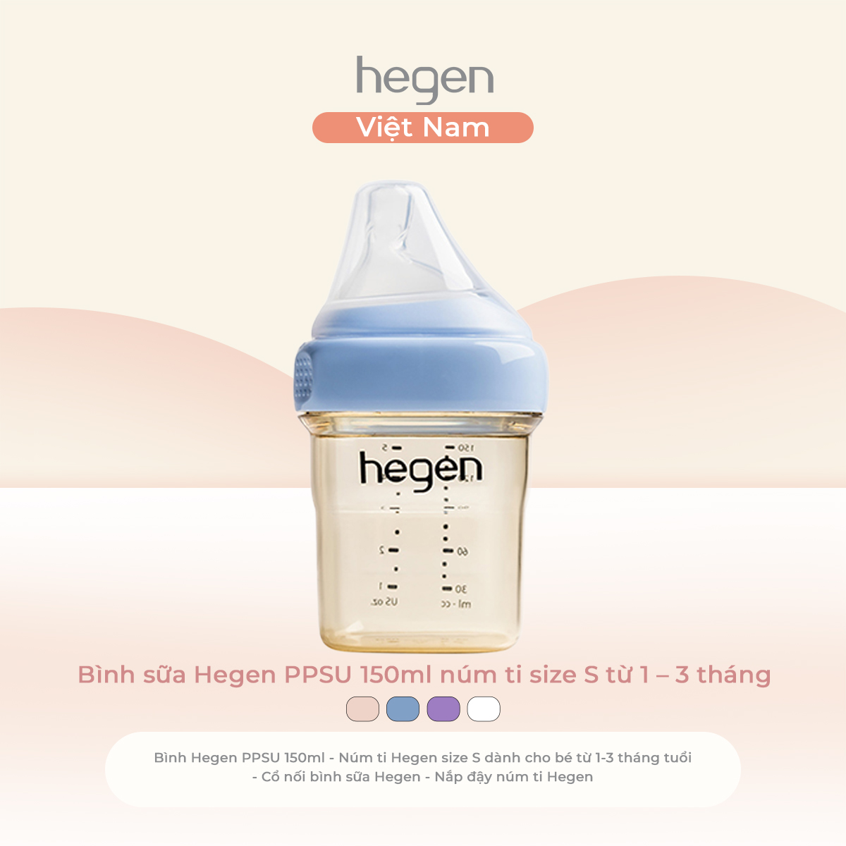 Bình Sữa Hegen PPSU 150ML Xanh