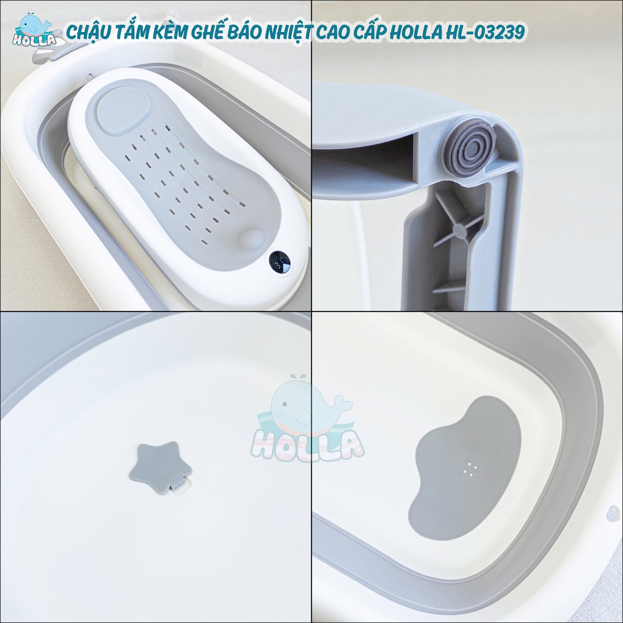 Thau Tắm Holla Kèm Ghế Báo Nhiệt HL03239
