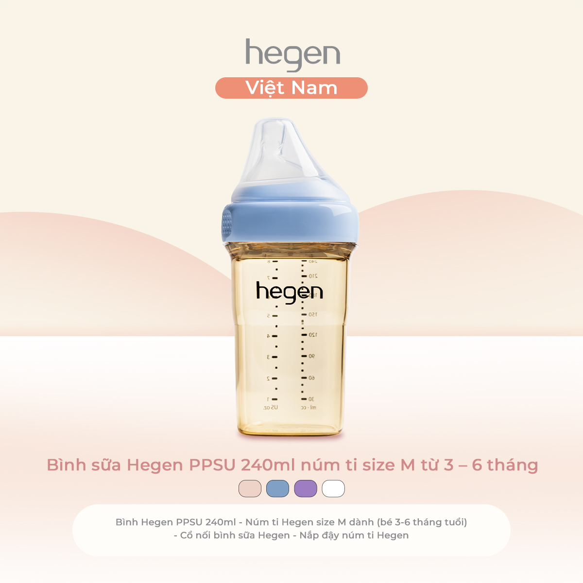 Bình Sữa Hegen PPSU 240ML Xanh