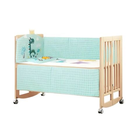 Nôi Gỗ Chilux Quây Cotton Xanh