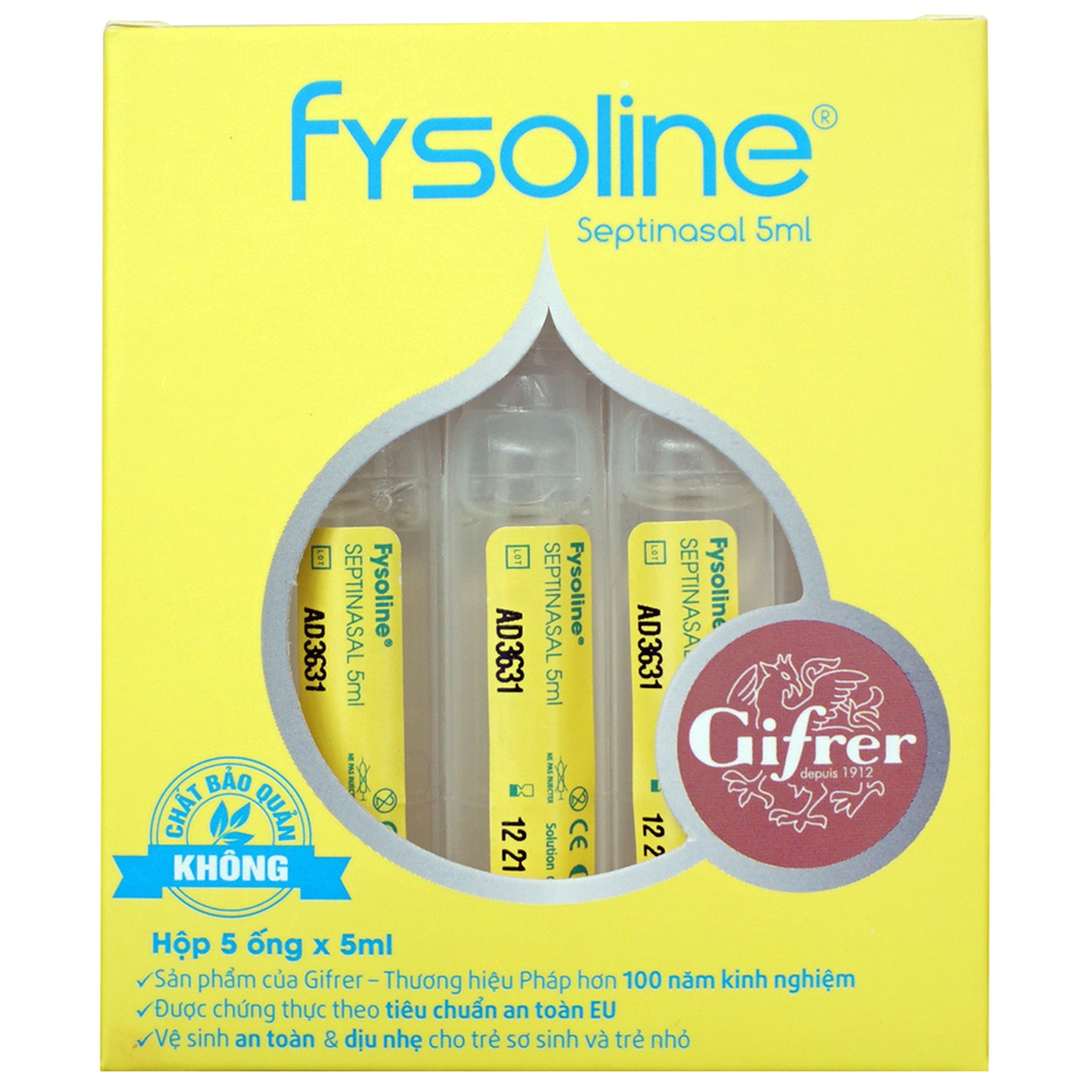 Nước Muối Fysoline kháng viêm Hộp 5 Ống 5ML
