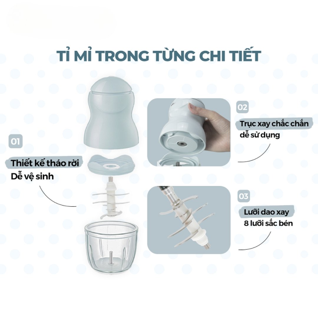 Máy Xay bear B03V08-0.3L: 8 Lưỡi