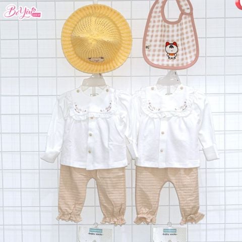 Bộ Dài Nous Áo Kèm Yếm Phối Quần Trắng Nâu