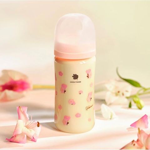 Bình Sữa Green Finger Hoa Dâm Bụt 280ML Hồng