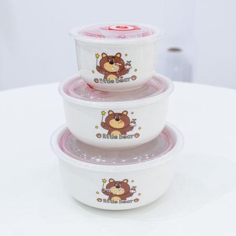 Chén Sứ TMARK Bộ 3 Cái Có Nắp