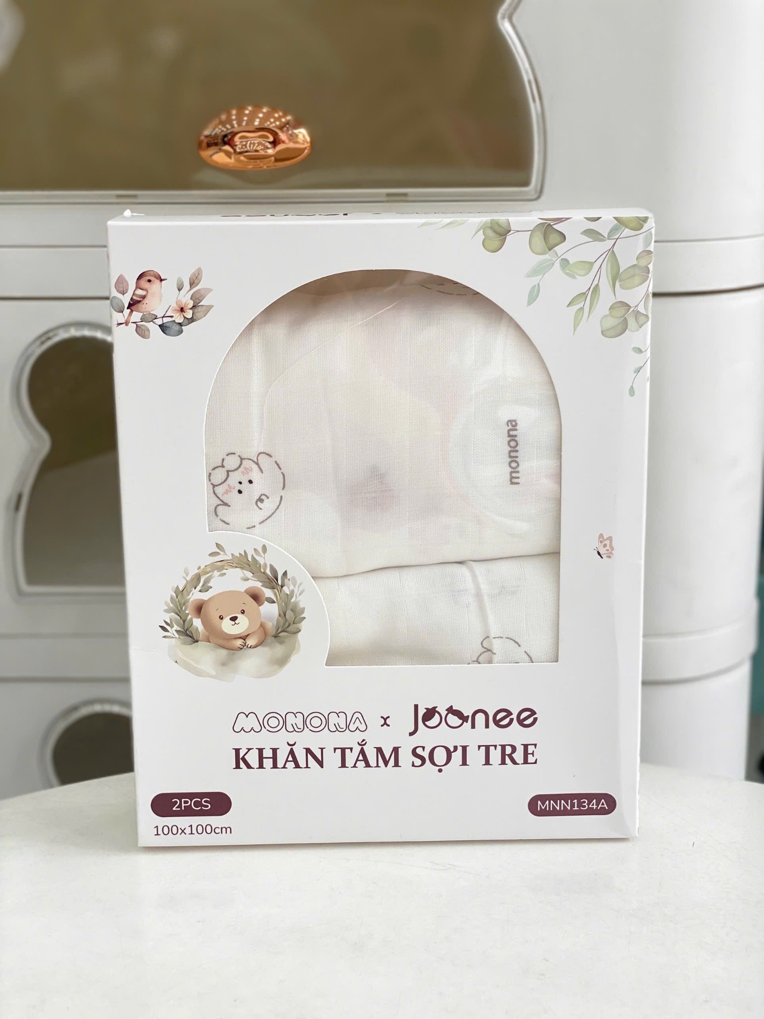 Khăn Tắm - Quấn Monona Sợi Tre 2 Lớp Mnn134A - Set 2 Cái