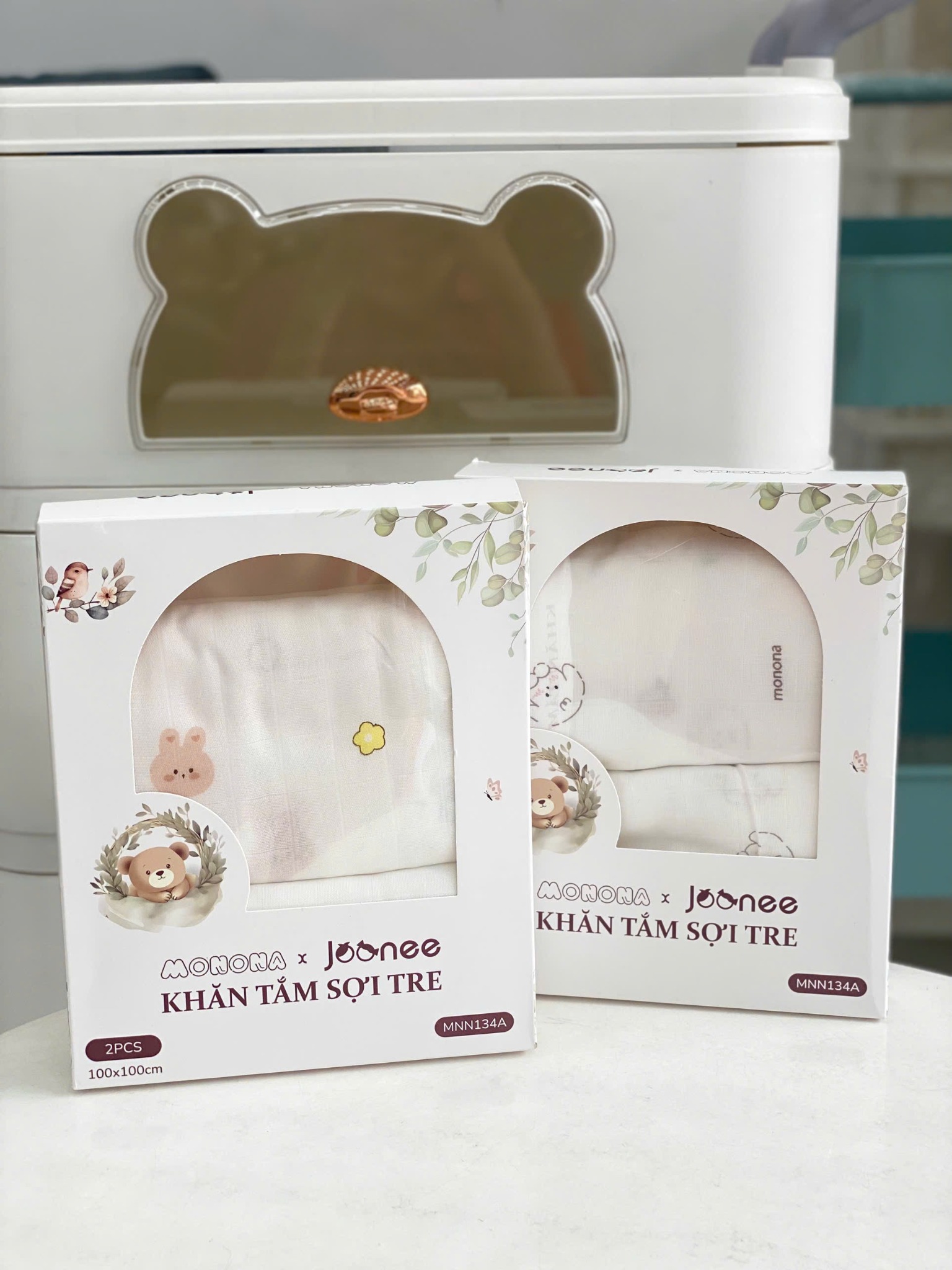 Khăn Tắm - Quấn Monona Sợi Tre 2 Lớp Mnn134A - Set 2 Cái