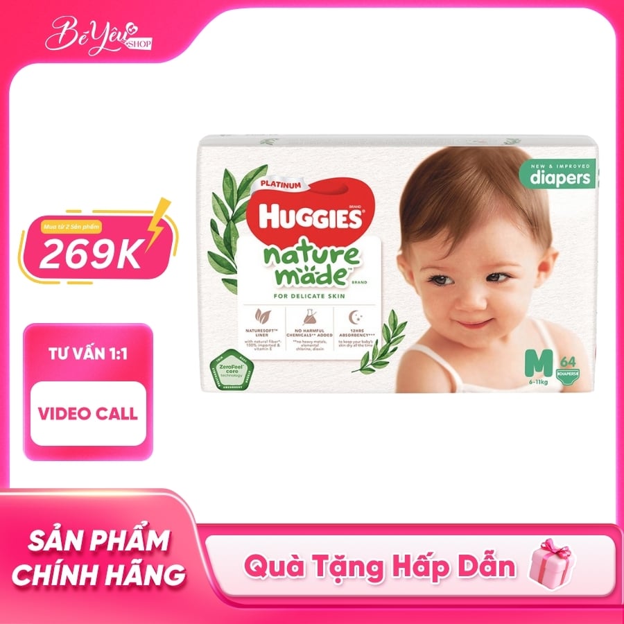 Tã Dán Huggies Naturemade M 64M