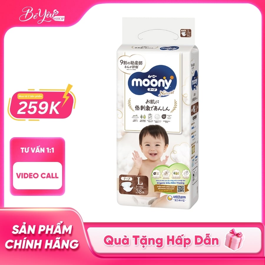 Tã Dán L Moony Natural 38M