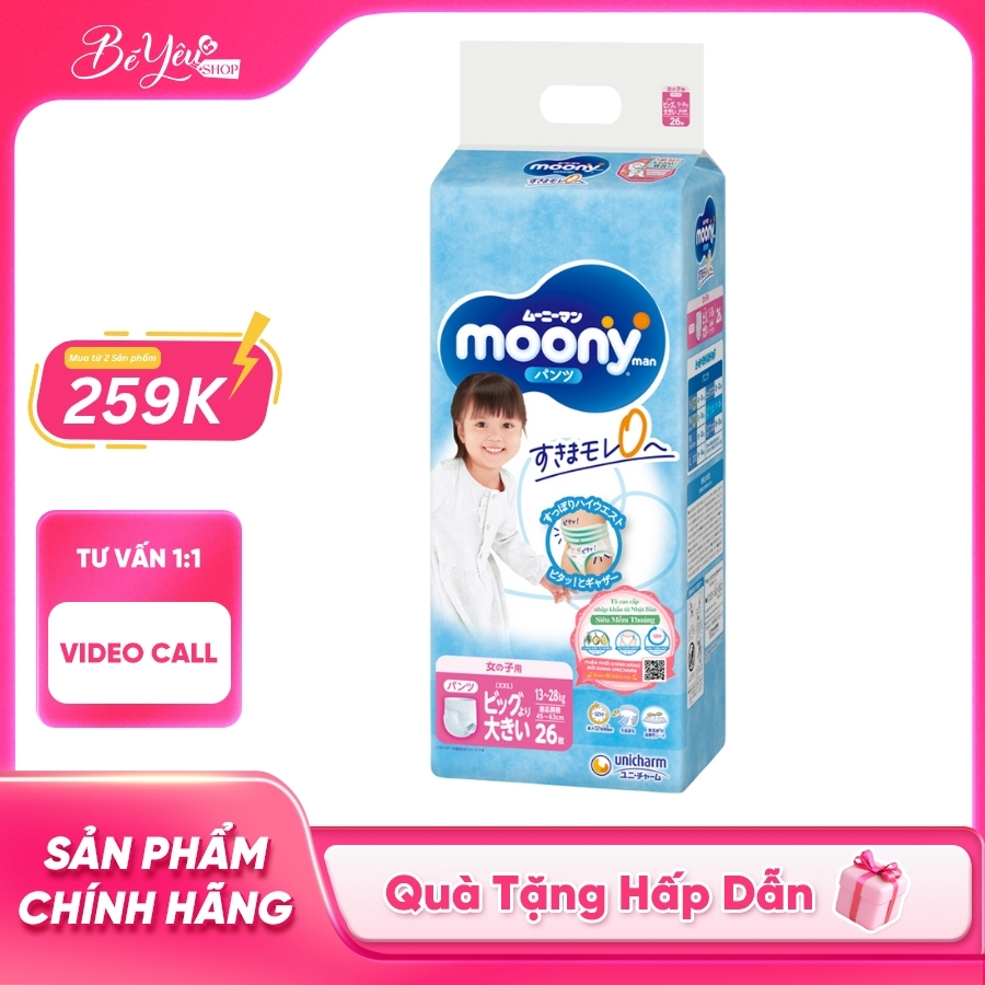 Tã Quần Xxl Moony Blue 26M Gái