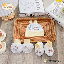 Set Nón - Bao Tay Chân OT Họa Tiết Hình Thú Đáng Yêu