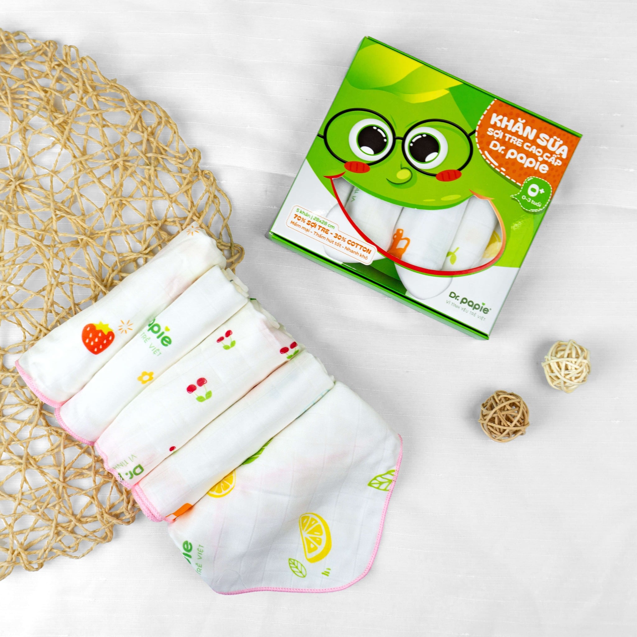 Khăn Sữa Tre Dr.Papie Set 5 Cái