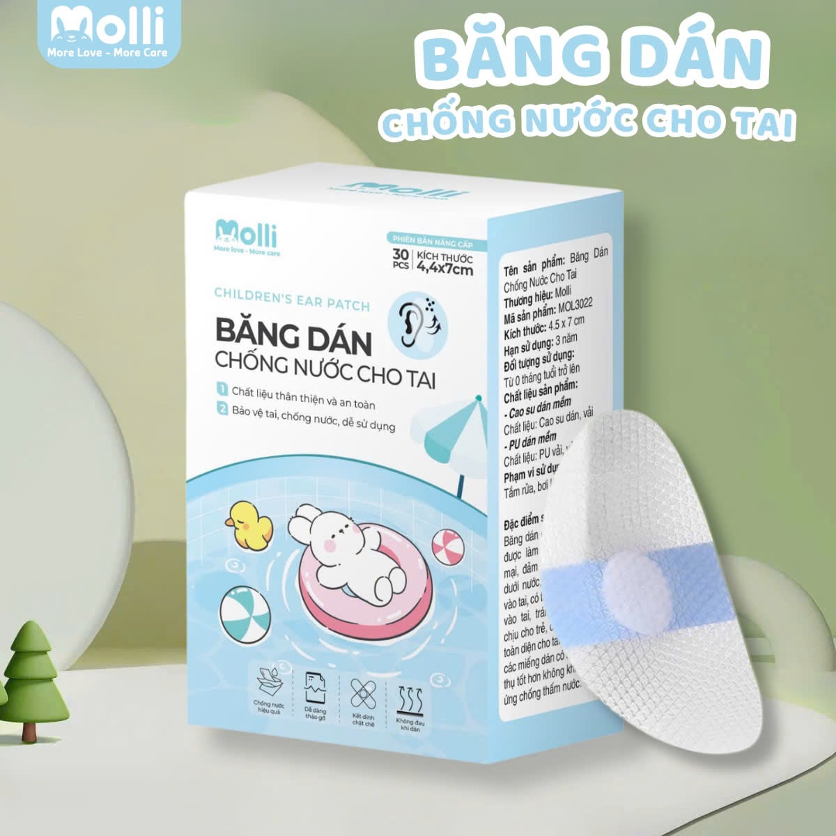 Dán Tai Molli Chống Nước MOL3022