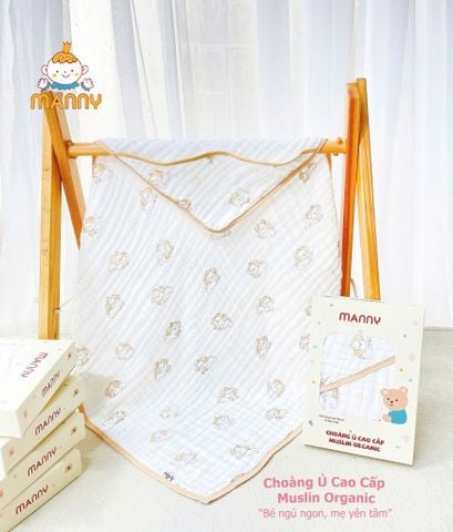 Khăn Choàng Ủ Manny Muslin 6 Lớp Organic