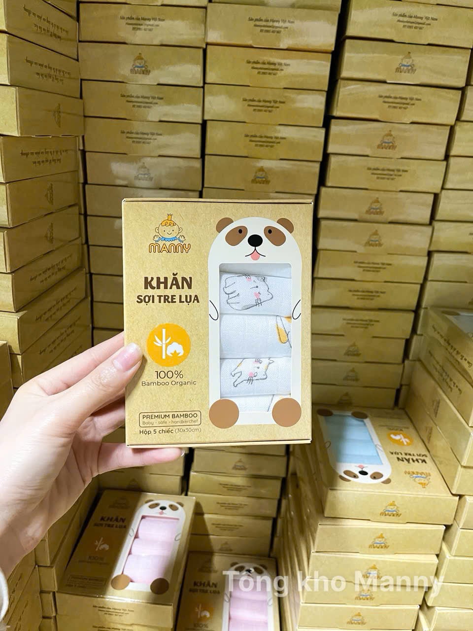 Khăn Sữa Tre Manny Hộp 5 Cái Họa Tiết